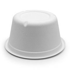 500ml 17oz Φ5"xH2.3" 11g Straght Wall Bagasse Compostable Restaurant Hot Food Box with Lid