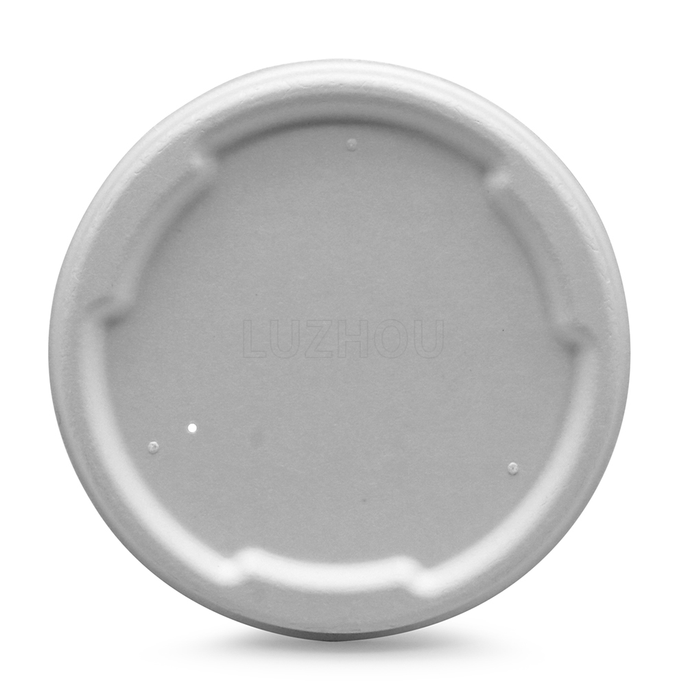 500ml 17oz Φ5"xH2.3" 11g Straght Wall Bagasse Compostable Restaurant Hot Food Box with Lid