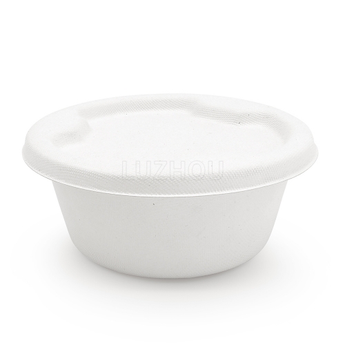 1000ml 34oz Φ11"xH4.6" 25g Wide Rim Bagasse Compostable Takeaway Chinese Noodles Packaging Paper Container