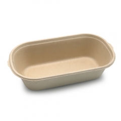 1000ml 34oz 9.2"x5.2"x2.4" 25g 1-Comp Bagasse Compostable Disposable Paper Fruit Salad Box with Lid