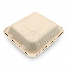 1200ml 8.66"x7.99"xH2.99" (Fold) 37g Bagasse Compostable Bio Container for Food Packaging