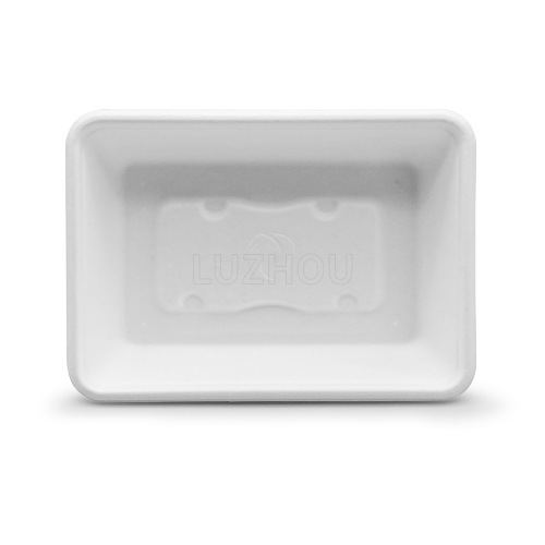 650ml 7"x5"xH1.8" 16g Wide Rim Bagasse Compostable Eco Disposable Food Prep Box Container with Lid