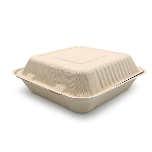 1500ml 8.98"x8.98"xH2.99" (Fold) 42g Bagasse Compostable Eco Friendly Paper Food Box