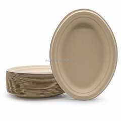 12.5"x10"x1" 27g Bagasse Compostable Oval Eco Friendly Disposable Dish for Wedding