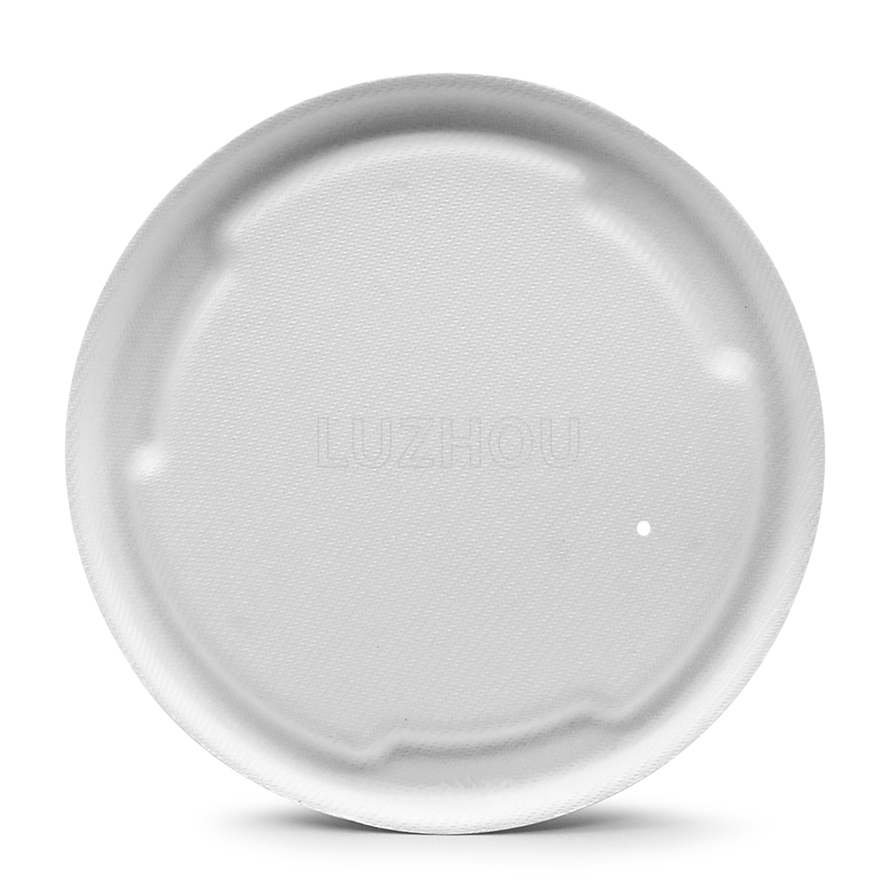 500ml 17oz Φ5"xH2.3" 11g Straght Wall Bagasse Compostable Restaurant Hot Food Box with Lid