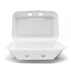 700ml 8.66x5.51xH2.95" (Fold) 36g Bagasse Compostable Eco Friendly Clamshell To Go Container Box