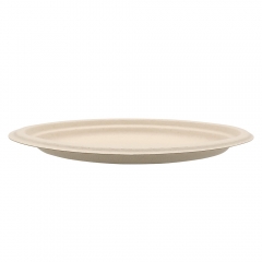 10"x7.5"x1" 17g Bagasse Compostable Oval Eco Friendly Paper Plates