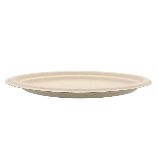 10"x7.5"x1" 17g Bagasse Compostable Oval Eco Friendly Paper Plates