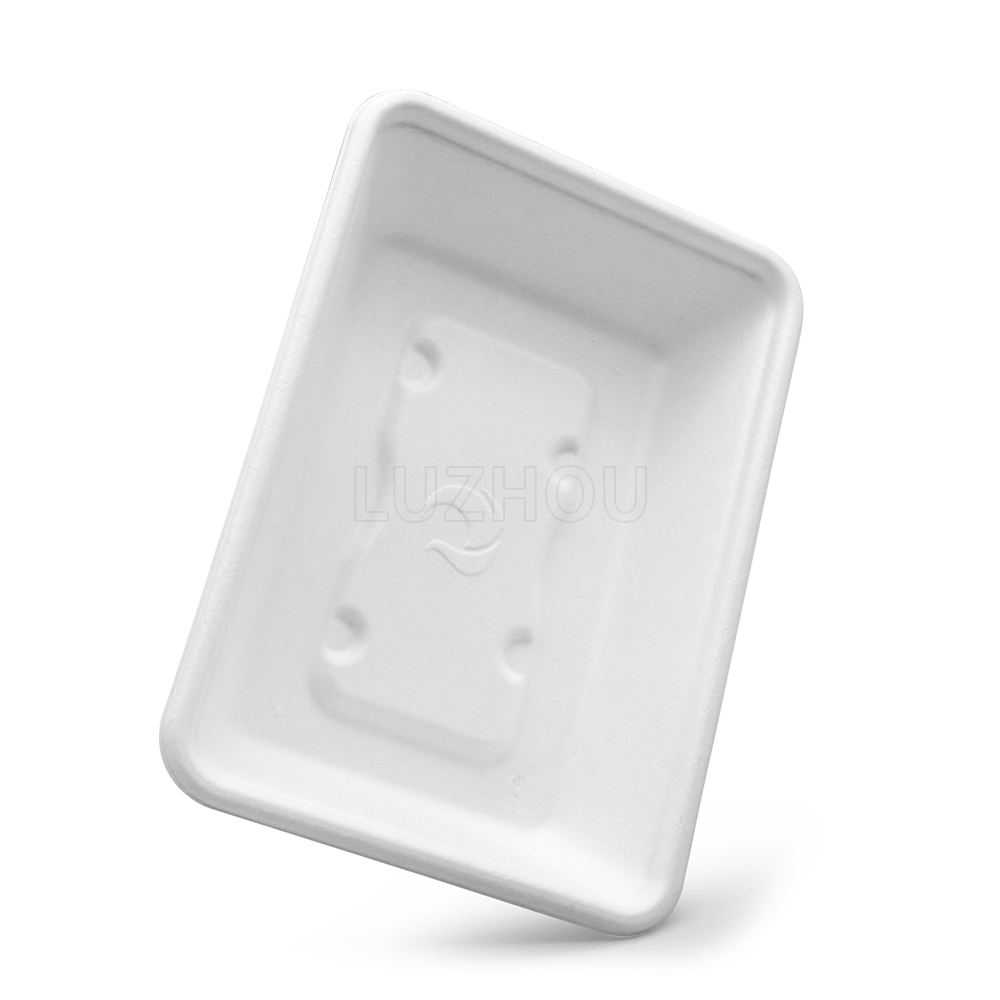 500ml 7"x5"xH1.5" 15g Wide Rim Bagasse Compostable Eco Friendly Go To Food Packing Box with Lid