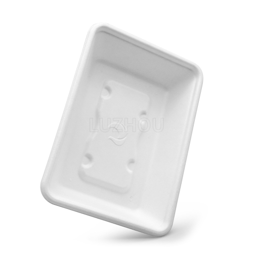 500ml 7"x5"xH1.5" 15g Wide Rim Bagasse Compostable Eco Friendly Go To Food Packing Box with Lid