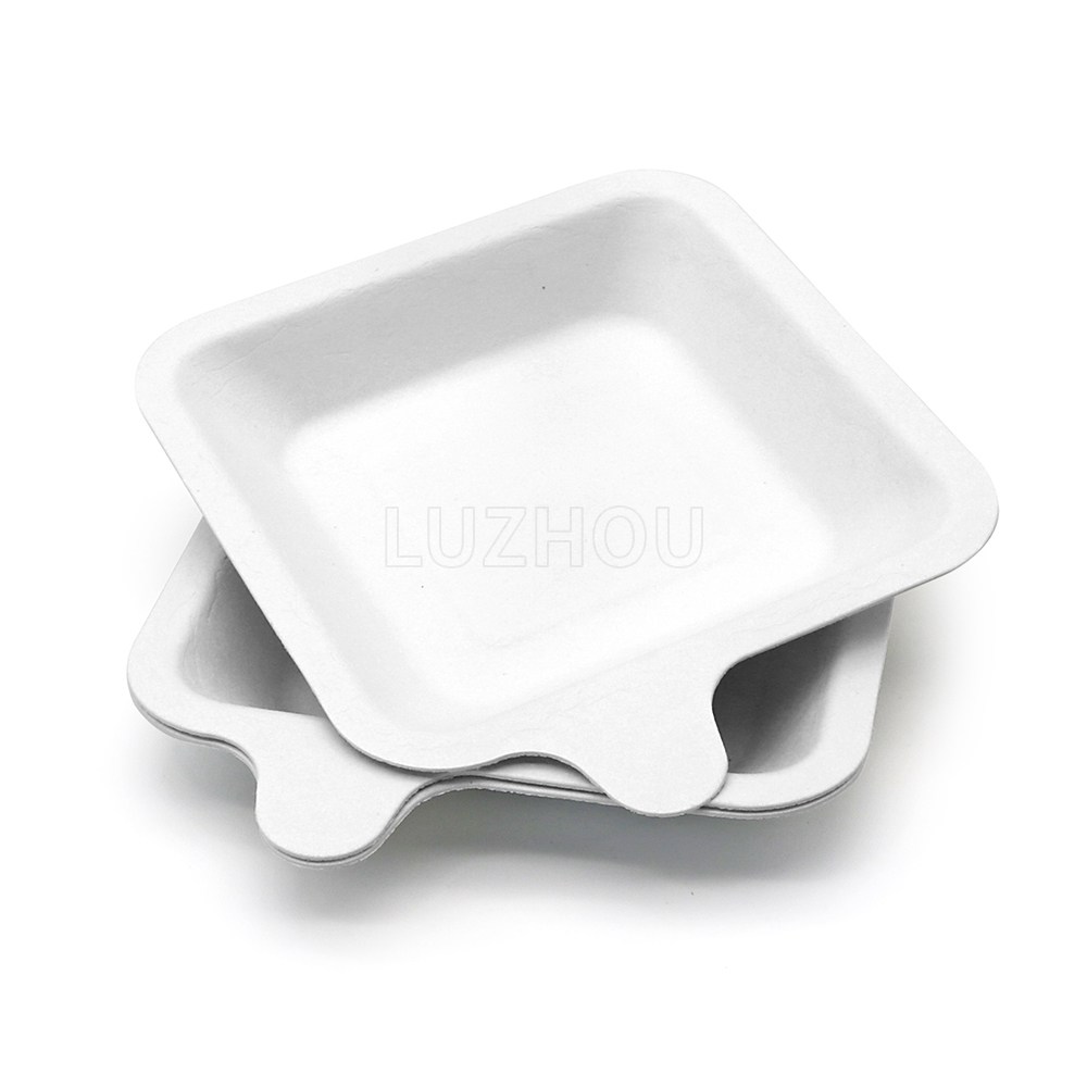 4" 9g Bagasse Compostable Disposable Small Paper Cake Dessert Tray