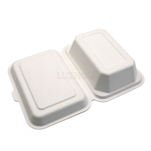600ml 7.17"x5.35"xH2.68" (Fold) 20g Bagasse Compostable Takeaway Small Disposable Food Box