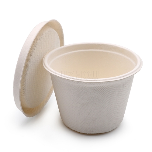 120ml 4oz 3"x2.2"xH1.8" 5g Bagasse Biodegradable Compostable Small Dipping Sauce Cup with Lid