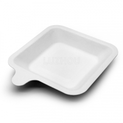 4" 9g Bagasse Compostable Disposable Small Paper Cake Dessert Tray