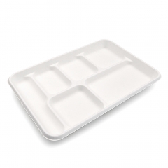 6-Comp 12.5"x8.6"xH1" 38g Bagasse Compostable Food Container Tray with Cover