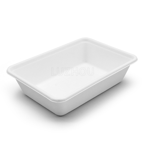 650ml 7"x5"xH1.8" 16g Wide Rim Bagasse Compostable Eco Disposable Food Prep Box Container with Lid