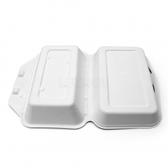 700ml 8.66x5.51xH2.95" (Fold) 36g Bagasse Compostable Eco Friendly Clamshell To Go Container Box