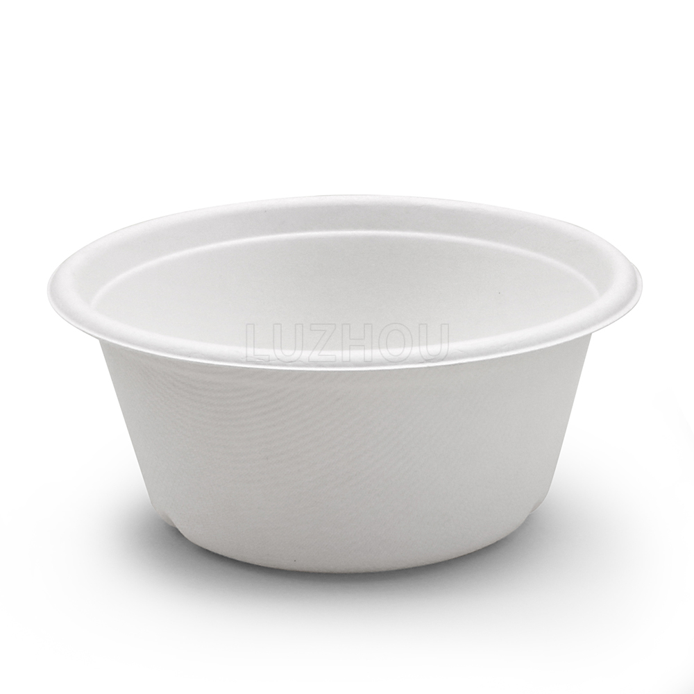 500ml 17oz Φ5"xH2.3" 11g Bagasse Compostable Restaurant Hot Food Box with Lid