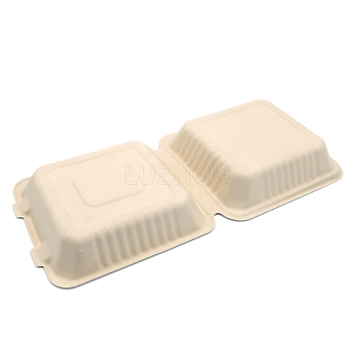 1200ml 8.66"x7.99"xH2.99" (Fold) 37g Bagasse Compostable Bio Container for Food Packaging