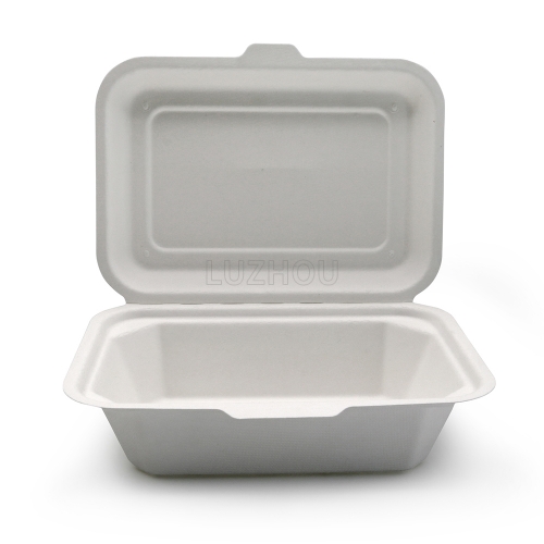 600ml 7.17"x5.35"xH2.68" (Fold) 20g Bagasse Compostable Takeaway Small Disposable Food Box