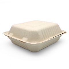 1200ml 8.66"x7.99"xH2.99" (Fold) 37g Bagasse Compostable Bio Container for Food Packaging