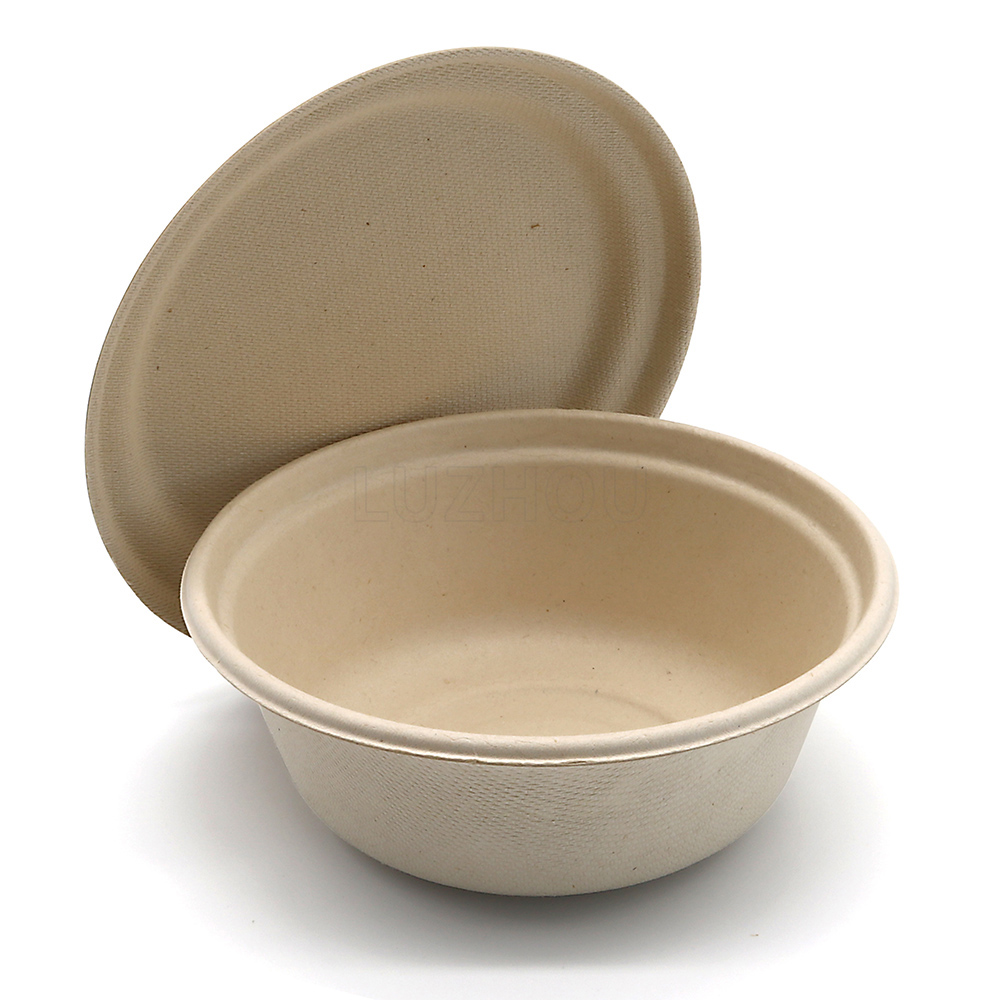 350ml 12oz Φ7.8"xH2.9" 10g Bagasse Bio-degradable Compostable Food Paper Container Bowl