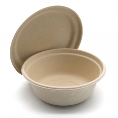 350ml 12oz Φ7.8"xH2.9" 10g Thin Rim Bagasse Bio-degradable Compostable Food Paper Container Bowl