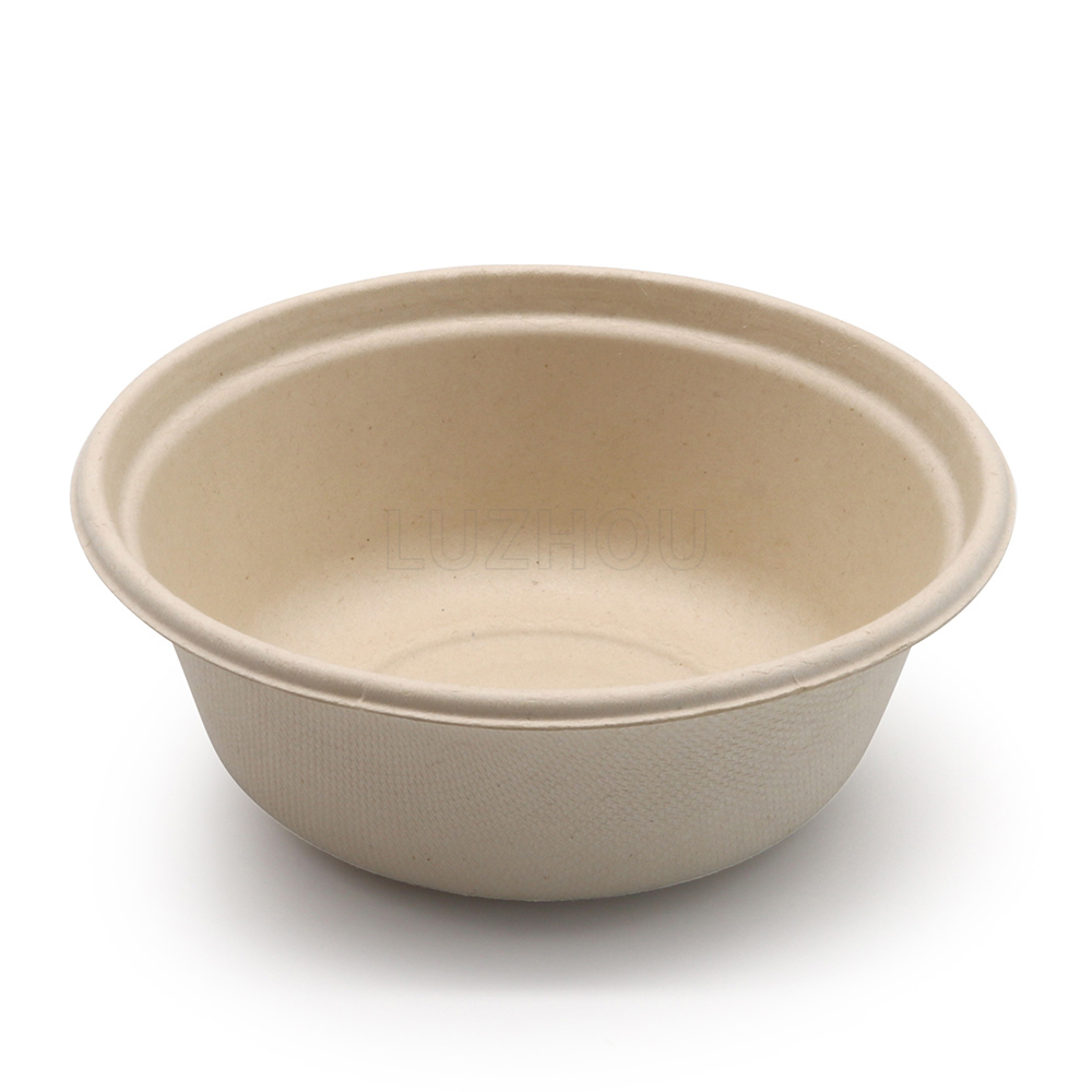 350ml 12oz Φ7.8"xH2.9" 10g Thin Rim Bagasse Bio-degradable Compostable Food Paper Container Bowl