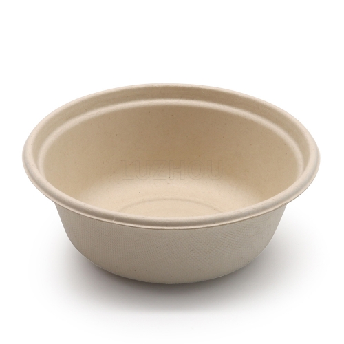 350ml 12oz Φ7.8"xH2.9" 10g Thin Rim Bagasse Bio-degradable Compostable Food Paper Container Bowl