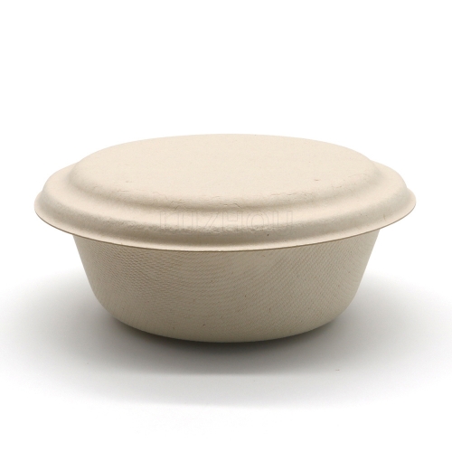 350ml 12oz Φ7.8"xH2.9" 10g Thin Rim Bagasse Bio-degradable Compostable Food Paper Container Bowl