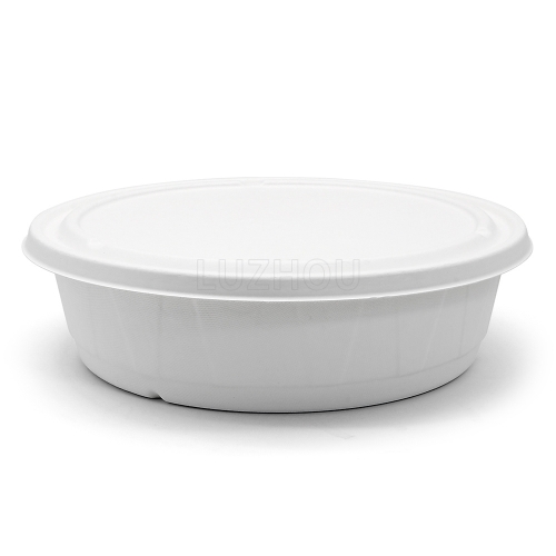 3500ml 118oz ф11.22"x2.96" 50g Diamond Bagasse Compostable Sustainable Disposable Meal To Go Container