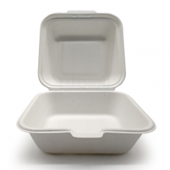 370ml 5.90"x11.97"xH1.77" (Open) 18g Bagasse Compostable Disposable Paper Burger Take Out Box Large