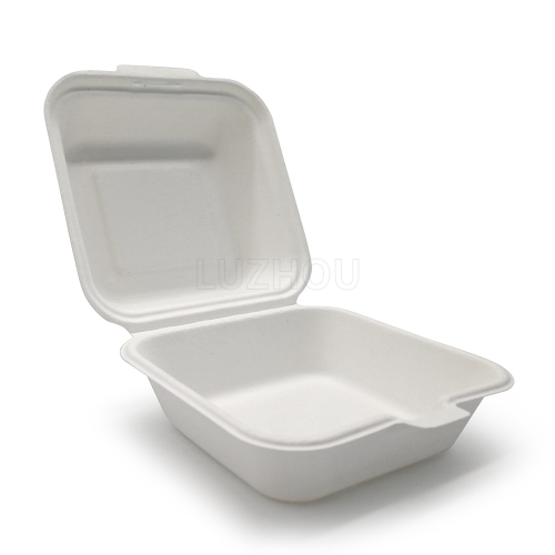 370ml 5.90"x11.97"xH1.77" (Open) 18g Bagasse Compostable Disposable Paper Burger Take Out Box Large