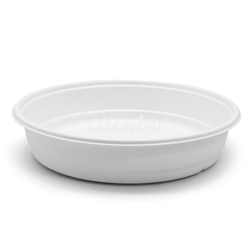 2500ml 85oz ф11.22"x2.13" 45g Diamond Bagasse Compostable Eco Friendly Big Takeout Hot Food Container
