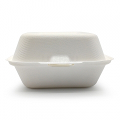 370ml 5.90"x11.97"xH1.77" (Open) 18g Bagasse Compostable Disposable Paper Burger Take Out Box Large