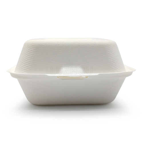 370ml 5.90"x11.97"xH1.77" (Open) 18g Bagasse Compostable Disposable Paper Burger Take Out Box Large