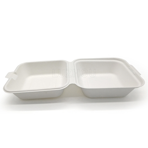 370ml 5.90"x11.97"xH1.77" (Open) 18g Bagasse Compostable Disposable Paper Burger Take Out Box Large