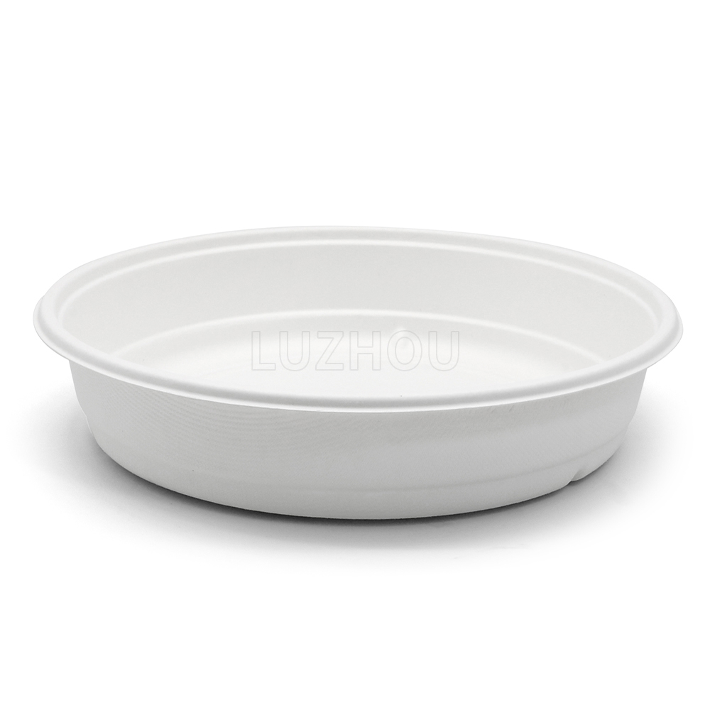 2000ml 68oz ф9.92"x2.25" 36g Diamond Bagasse Compostable Paper To Go Round Meal Box