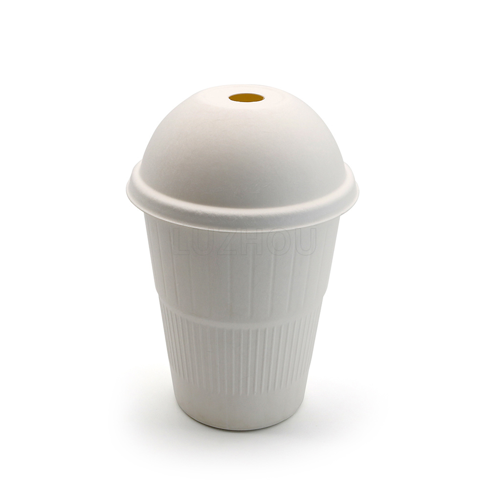 12 oz 3.54"x3.58" 12±1g Straight Pattern Bagasse Bio-degradable Compostable Coffee Cup