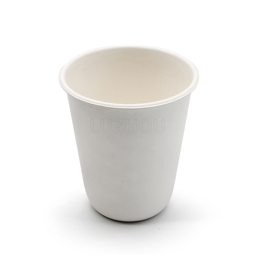 8oz 3.15"x3.48" 9.6±1g Plain Bagasse Compostable Disposable Coffee Cup for Gathering