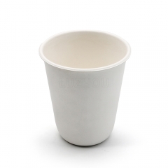 8oz 3.15"x3.48" 9.6±1g Plain Bagasse Compostable Disposable Coffee Cup for Gathering