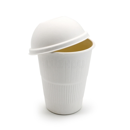 12 oz 3.54"x3.58" 12±1g Straight Pattern Bagasse Bio-degradable Compostable Coffee Cup