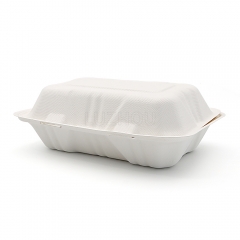 850ml 9x6xH3" (Fold) 28g Bagasse Compostable Clam Shell Lunch Container Paper