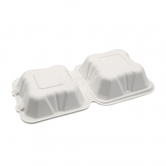 450ml 5.98"x5.98"xH2.99" (Fold) 21g Bagasse Biodegradable Compostable Take Out Clamshell