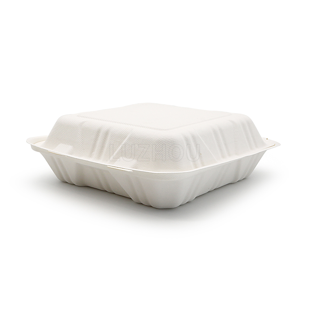 1500ml 9x9xH3" (Fold) 42g Bagasse Compostable Catering Large Disposable Take Out Lunch Box