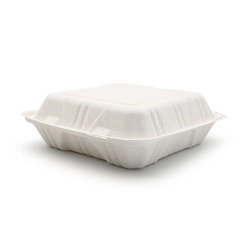 1500ml 9x9xH3" (Fold) 42g Bagasse Compostable Catering Large Disposable Take Out Lunch Box