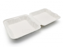 1500ml 9x9xH3" (Fold) 42g Bagasse Compostable Catering Large Disposable Take Out Lunch Box