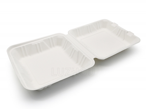 1500ml 9x9xH3" (Fold) 42g Bagasse Compostable Catering Large Disposable Take Out Lunch Box