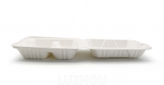 800ml 8x8xH2.48" (Fold) 31g 3 Compartment Bagasse Compostable Meal Containers Disposable