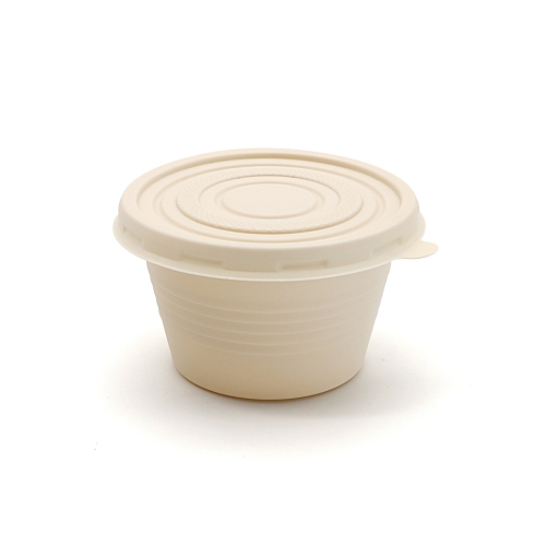 4 oz 2.95"x1.77" 5.4g Corn Starch Little Dipping Soy Sauce Cup with Lid